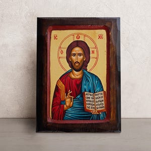 Christ Pantocrator Icon • Hand-Painted Greek Orthodox Icon • Byzantine Jesus Art • Christian Wall Decor • Religious Gift