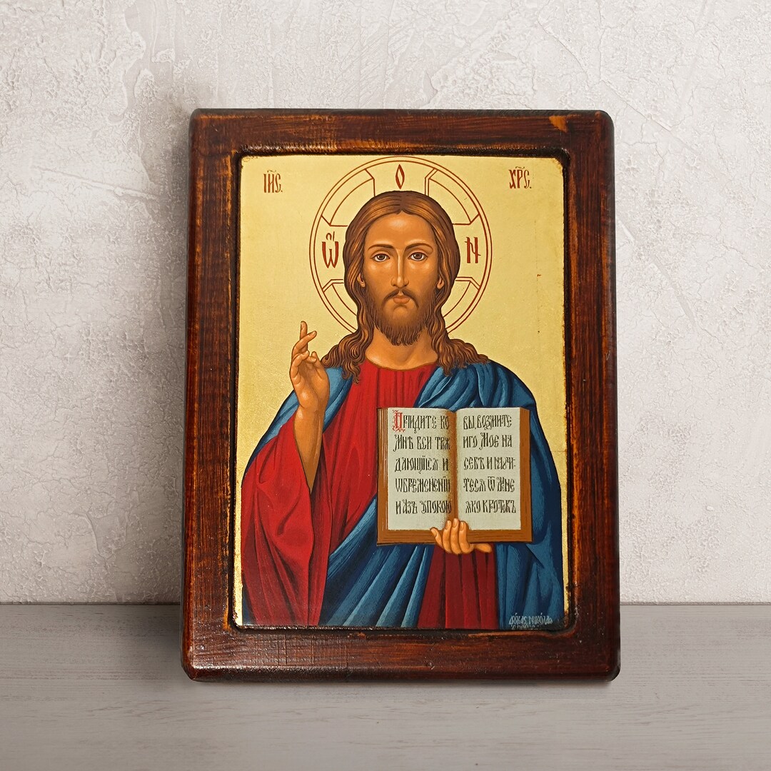 Handmade Jesus Christ Icon Byzantine Greek Orthodox Icon Christian Wall ...