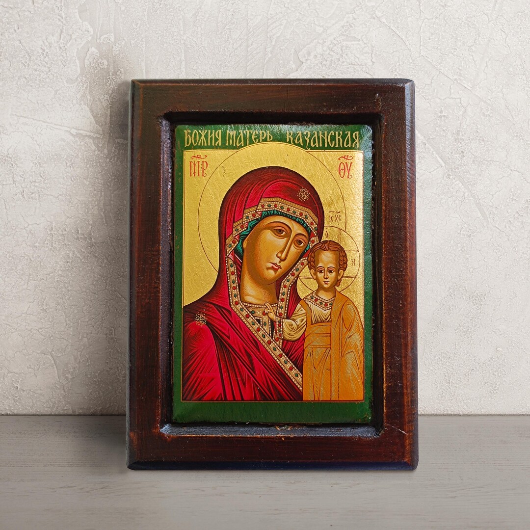 Hand Painted Orthodox Icon of Virgin Mary Our Lady of Kazan Orthodox ...
