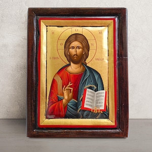 One-of-a-Kind Jesus Christ Icon • Hand-Painted Greek Icon • Byzantine Orthodox Art • Christian Religious Masterpiece • Unique Religious Gift