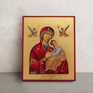 Our Lady of Perpetual Help • Greek Hand-Painted Icon of the Virgin Mary • Byzantine Orthodox Art • Christian Religious Gift