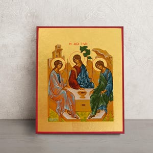 Holy Trinity Rublev Icon • Greek Orthodox Icon • Byzantine Icon • Hand painted Icon of Holy Trinity • Christian Icon • Religious Gift