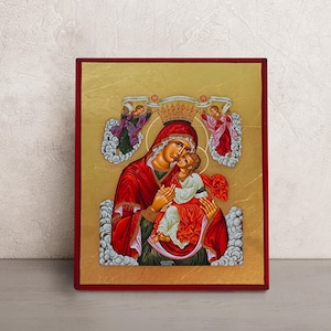 Virgin Mary Icon Glykophilousa • Greek Orthodox Icon of Our Lady • Mother of God Hand Painted Icon • Byzantine Icon • Religious Gift