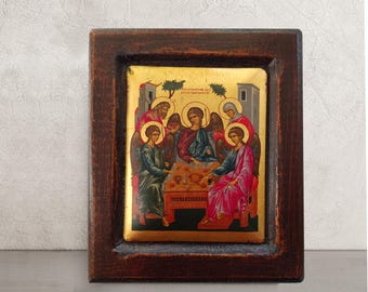 【イタリア製】「至聖3者」イコン 木製 壁掛け 礼拝 イタリア製】「至聖3者」イコン 木製 壁掛け 礼拝 Amazon