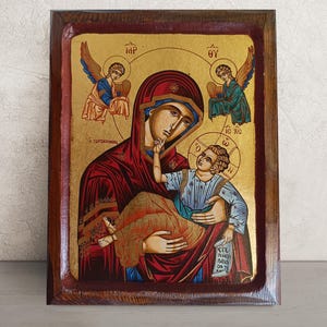 Divine Hand Painted Virgin Mary Icon • Byzantine Icon of Our Lady • Greek Orthodox Icon • Mother of God Icon • Religious Gift