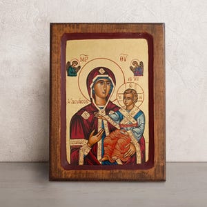 Virgin Mary icon Quick to Hear • Hand painted Icon of Mother of God • Greek Orthodox Icon • Christian Wall Art • Religious Gift