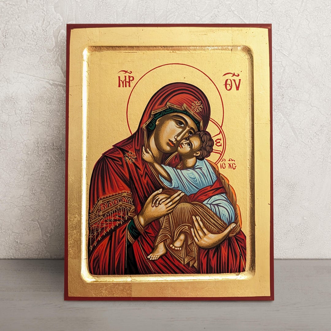 Virgin Mary Glykophilousa Icon • Byzantine Icon of Our Lady • Hand ...