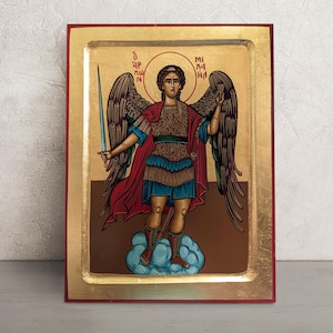 Saint Michael the Archangel Icon • Hand-Painted Greek Orthodox Icon • Byzantine Religious Art • St Michael Protection Gift