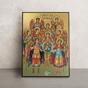 Archangel Michael and the Heavenly Hosts Icon • Synaxis of Archangels Orthodox Icon • Christian Religious Gift from Ukraine