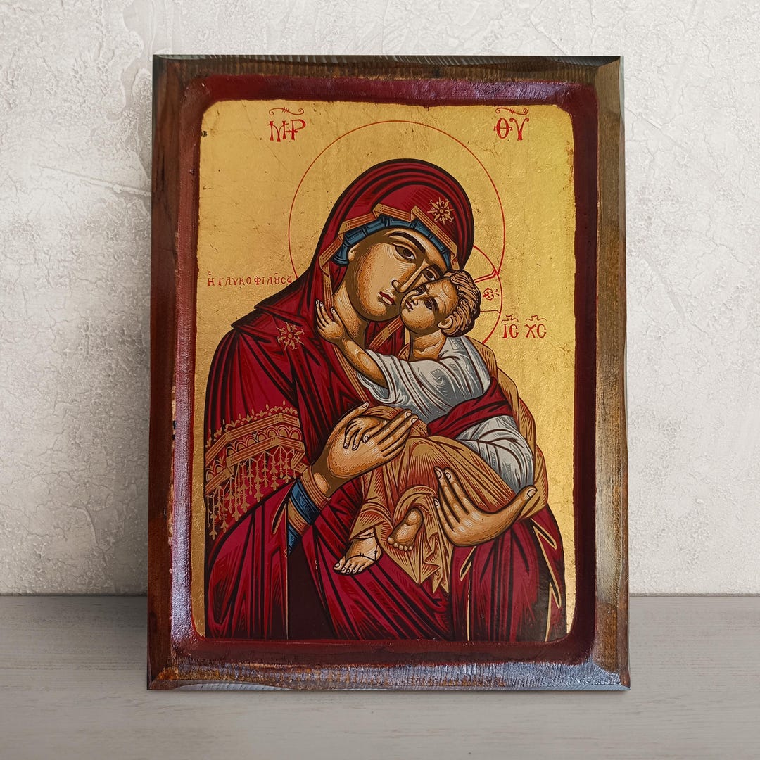 Virgin Mary Icon Glykophilousa • Greek Orthodox Icon of Our Lady ...