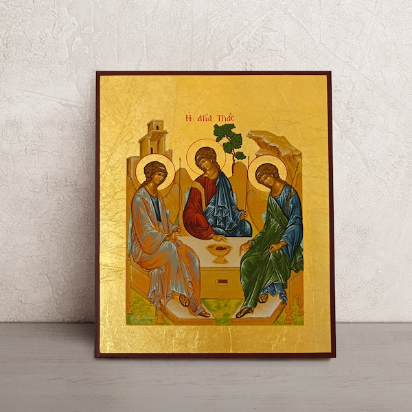 Holy Trinity Icon • Greek Orthodox • Holy Trinity Rublev • Byzantine Orthodox Art • Christian Wall Art