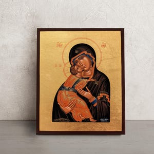 Our Lady of Vladimir Icon • Virgin Mary Orthodox Icon • Hand-Painted Byzantine Icon • Ukrainian Religious Art • Christian Gift from Greece