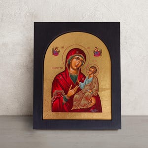 Byzantine Hodegetria Virgin Mary Icon • Hand-Painted Greek Orthodox Mother of God • Sacred Christian Wall Art • Religious Gift