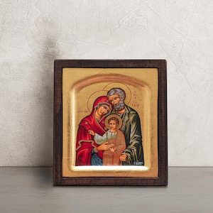Holy Family Icon • Hand-Painted Byzantine Orthodox Icon • Jesus Mary and Joseph Icon • Christian Wall Art • Religious Gift