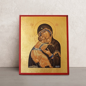 Hand Painted Virgin Mary Orthodox Icon • Virgin of Vladimir Ukrainian Icon • Greek Orthodox Art • Christian Gifts