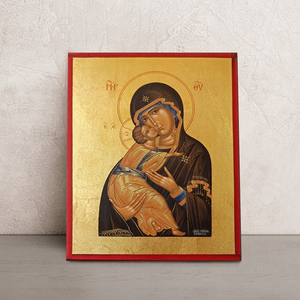 Handmade Virgin Mary Orthodox Icon • Handmade Byzantine Icon • Hand-painted Religious Art • Virgin of Vladimir • Christian Wall Art