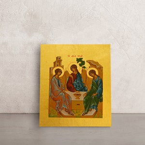Holy Trinity Rublev Icon • Orthodox Christian • Byzantine Icon • Hand painted Orthodox Icon • Christian Gifts • Religious Art