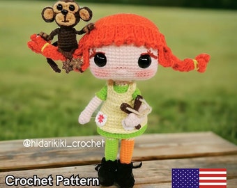 Pippi Longstocking PDF Crochet Pattern amigurumi doll ENGLISH