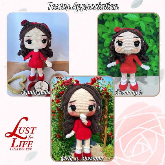 Lana Del Rey Crochet Pattern Lust for Life Amigurumi Doll ENGLISH 