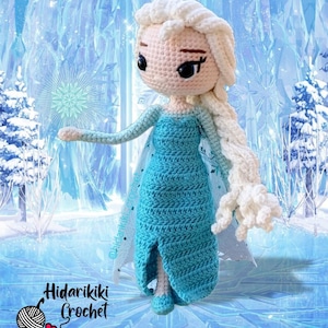 Elsa Frozen PDF Patrón Crochet amigurumi princesa ESPAÑOL INGLÉS imagen 2