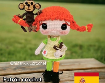 Pippi Longstocking PDF Amigurumi Crochet Pattern SPANISH