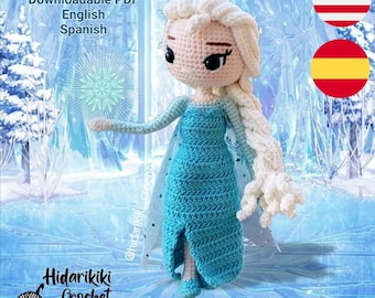 Elsa Frozen PDF Crochet Pattern amigurumi princesse ESPAGNOL ANGLAIS
