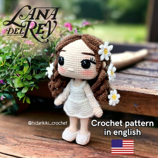 Lana del Rey Love PDF Patron de crochet amigurumi ANGLAIS