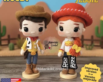 Zestaw 2 wzorów amigurumi: Kowboj i Kowbojka – lalki szydełkowe w formacie PDF (w języku hiszpańskim i angielskim)