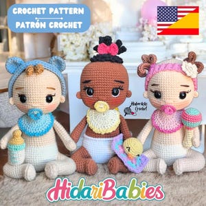 Patrón PDF de Amigurumis HidariBabies – Muñecos Bebé de Crochet | INGLÉS / ESPAÑOL | Personalizable | Regalo Ideal para Baby Shower