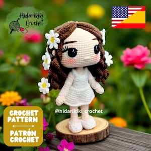 Daisies love doll PDF crochet amigurumi pattern ENGLISH SPANISH