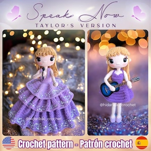 PDF digital crochet pattern Tay with two outfits. tutorial amigurumi ENGLISH SPANISH