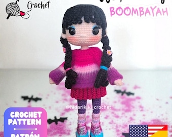 PDF Pattern Wednesday special version gothic doll amigurumi SPANISH / ENGLISH