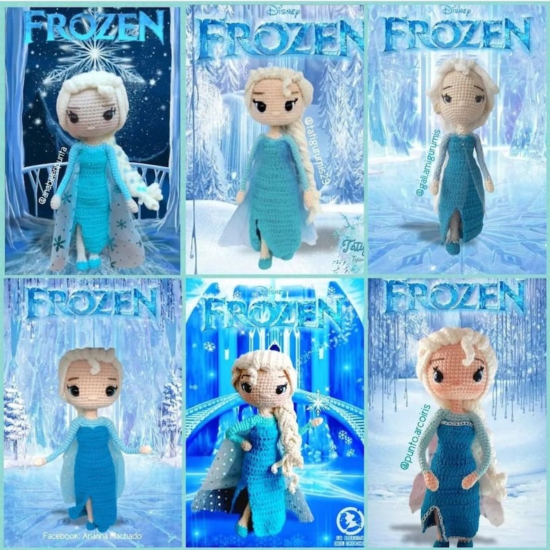 Elsa Frozen PDF Patrón Crochet amigurumi princesa ESPAÑOL INGLÉS imagem 5