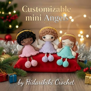 Ángeles PDF patrón Crochet amigurumi  recuerdo bautizo comunión ESPAÑOL INGLES