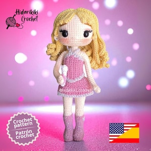 Pop Star Inspired Amigurumi Pattern - Articulated Crochet Doll PDF ENGLISH SPANISH