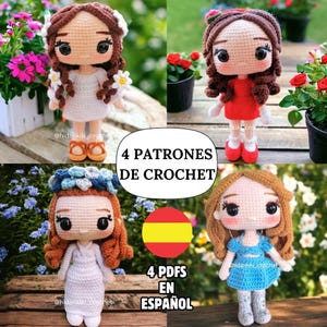 Pack de 4 patrones crochet muñecas cantantes amigurumi ESPAÑOL