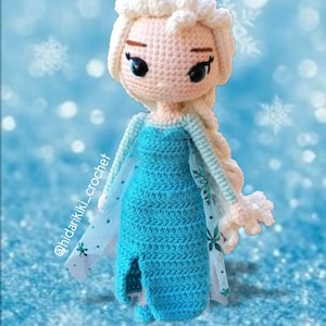 Elsa Frozen PDF Patrón Crochet amigurumi princesa ESPAÑOL INGLÉS imagen 3