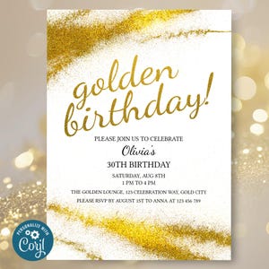 Golden Birthday Invite | Editable Digital Download | Customizable Party Invitation for Kids | Any Age Celebration P011