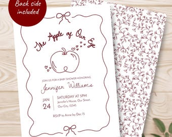 Apple of Our Eye Baby Shower Invitation | Fall Printable Template P025c