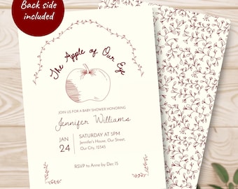 Apple of Our Eye Baby Shower Invitation | Fall Printable Template P025a