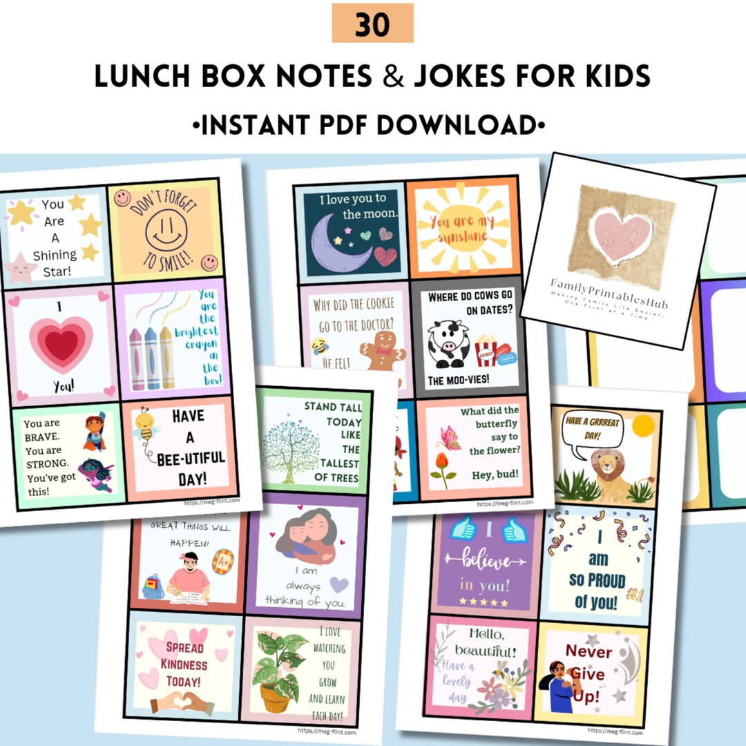 Lunch Box Notes & Jokes for Kids Lunch Box Love Notes From Etsy