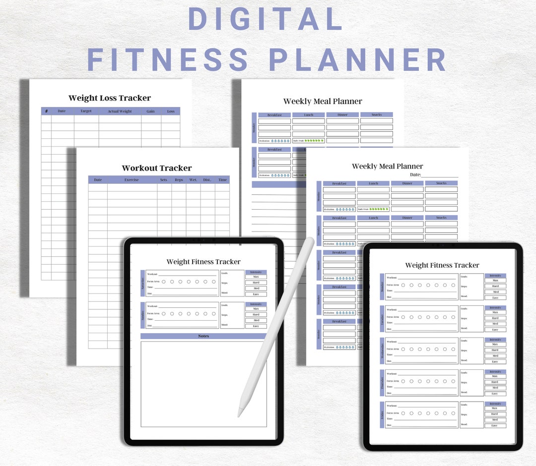 Digital Fitness Planner | Glow up Planner | Undated Workout Exercise ...