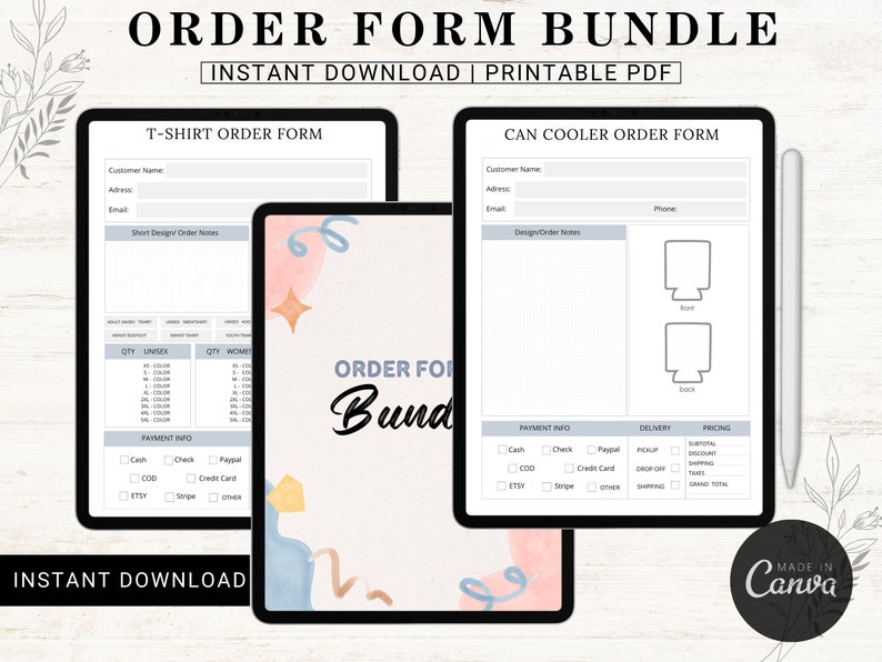 Decorative Order Form Order Form Bundle - Etsy