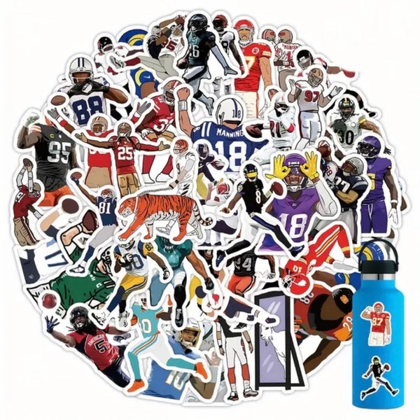 10-50 NFL Football Stickers For Water Bottles Laptop Phone Computer Guitar Skateboard Stanley Cups Trendy Decals For Kids And Adult