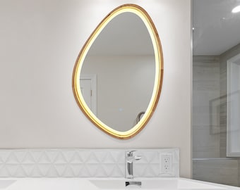 Specchio irregolare, specchio a LED asimmetrico, specchio da trucco a LED, specchio di forma irregolare, luce a LED, specchio da bagno, specchio intelligente, specchio a LED