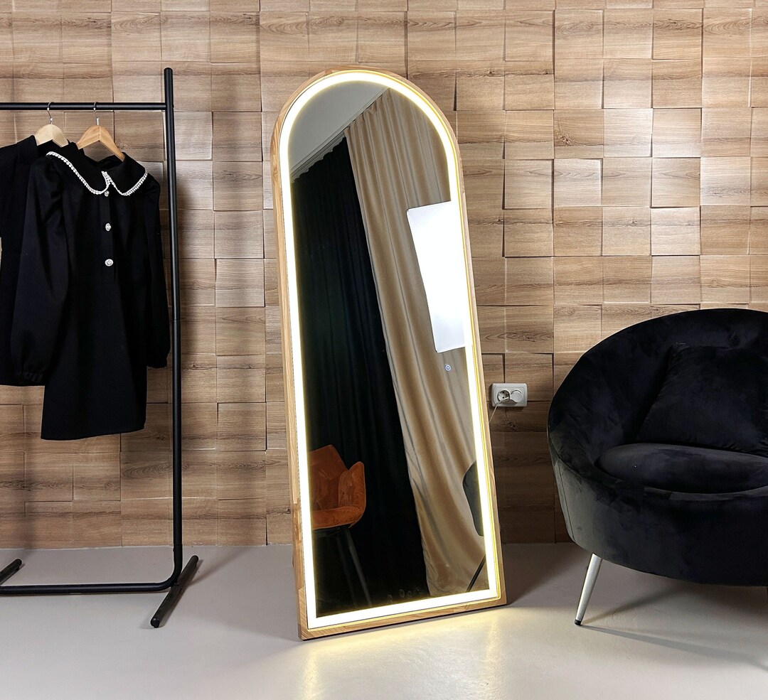 Wood Arch Mirror, Arch Mirror, Wood Floor Mirror, Length Arch Mirror