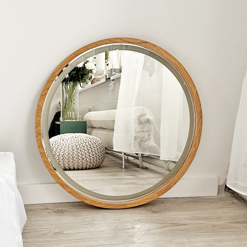 Round LED mirror, Wood mirror, LED Light, Bathroom mirror, Makeup mirror, Vanity mirror lights, Smart mirror, Led vanity mirror image 5