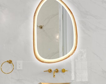 Bathroom mirror, Irregular mirror, Asymmetrical LED mirror,  LED Light,  Smart mirror, Led mirror, Wall decor, Home decor