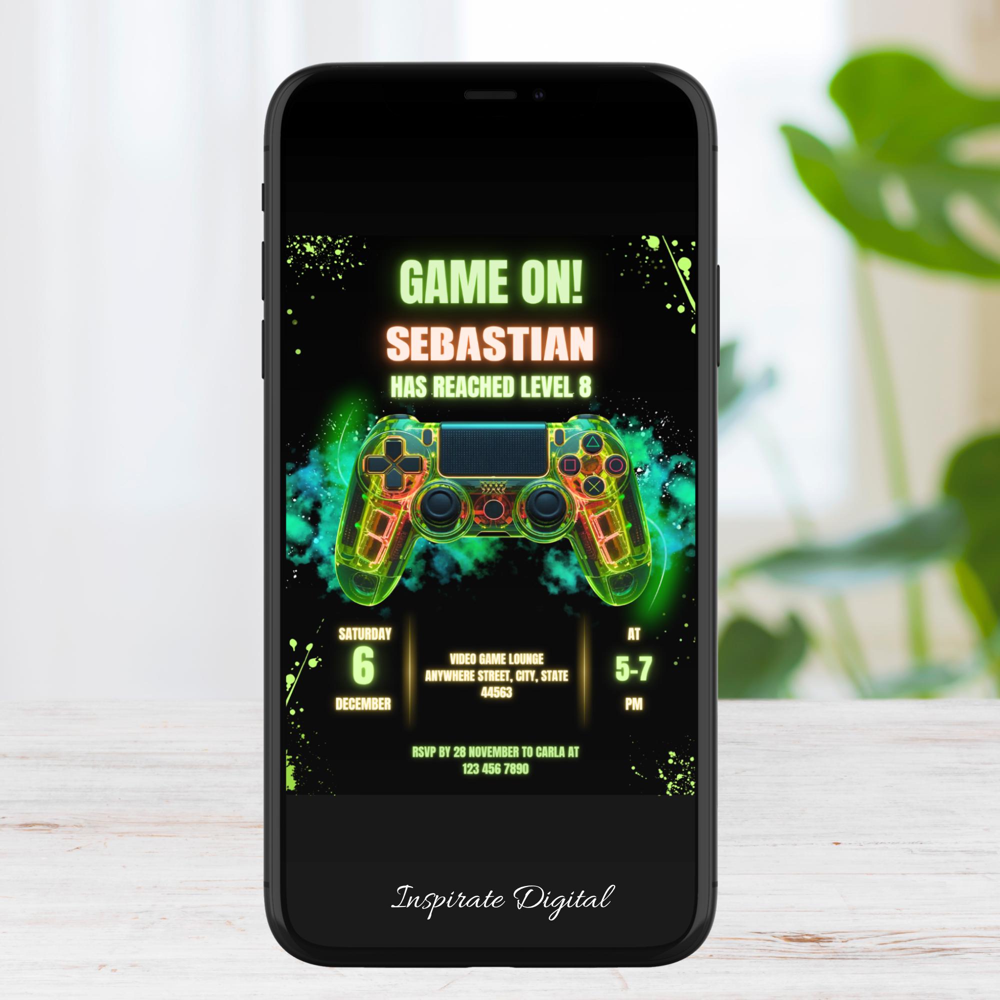 Editable Video Game Birthday Invitation, Gamer Party Invitations, Video ...