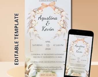 Wedding invitation, wedding invitation, editable wedding invitation, modern wedding invitation, wedding invitation template, wedding invitation